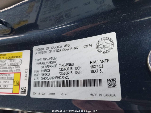 2HKRS6H79RH220226 Honda CR-V HYBRID