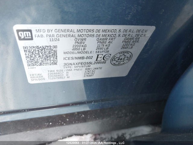 Aukcja sprzedaży 2025 Chevrolet Equinox Lt Awd, vin: 3GNAXPEG5SL209598, numer aukcji: 12520065