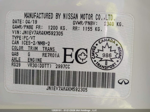 Infiniti Q50 2019 JN1EV7AR4KM592305 Image 18