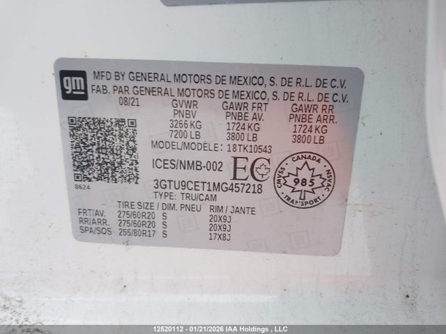 3GTU9CET1MG457218 GMC Sierra 1500 Elevation