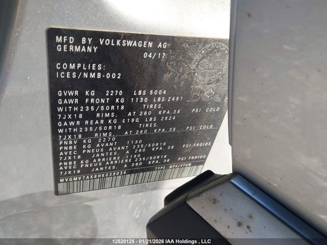 WVGMV7AX8HK039034 Volkswagen Tiguan Comfortline