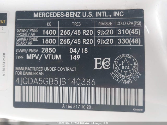 4JGDA5GB5JB140386 Mercedes-Benz Gle 400 4matic