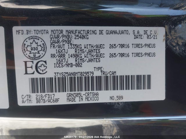 3TYSZ5AN8MT029579 Toyota Tacoma