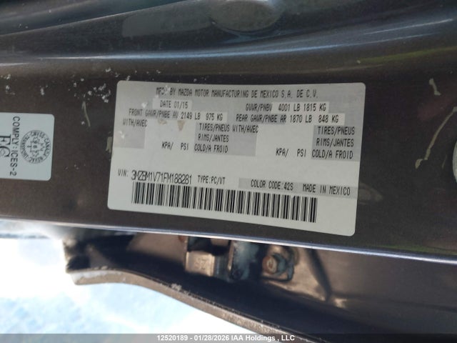 3MZBM1V71FM188281 Mazda 3 TOURING