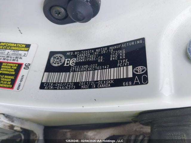 2T1BURHE6KC165142 Toyota Corolla