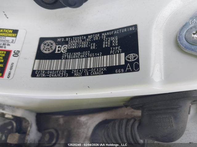 2T1BURHE6KC165142 Toyota Corolla