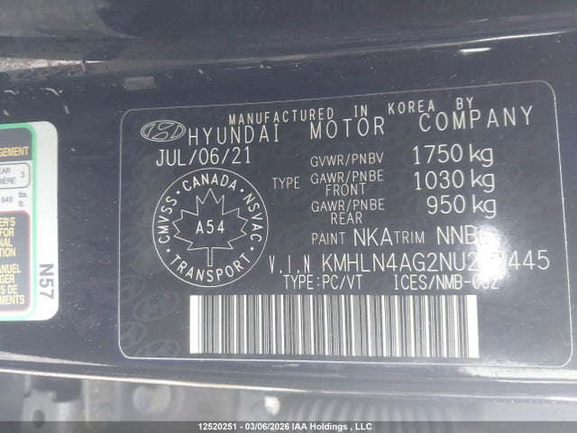 Aukcja sprzedaży 2022 Hyundai Elantra, vin: KMHLN4AG2NU227445, numer aukcji: 12520251