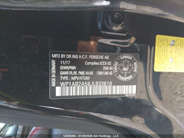 WP1AB2A56JLB33610 Porsche MACAN S