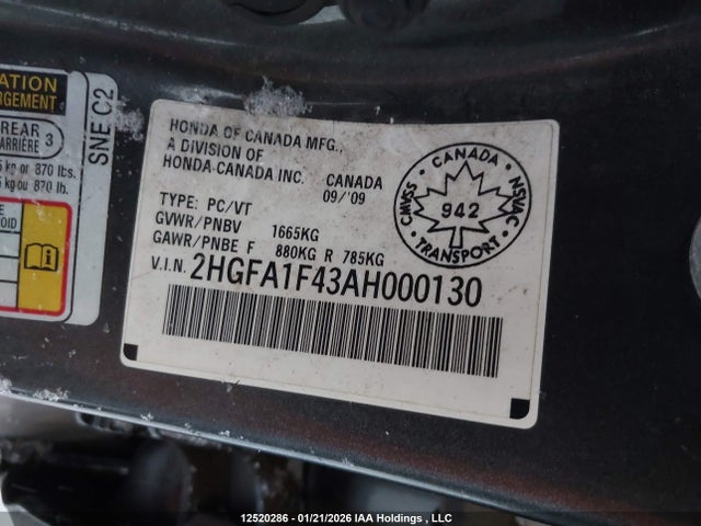 Продаж на аукціоні авто 2010 Honda Civic Dx-g, vin: 2HGFA1F43AH000130, номер лоту: 12520286