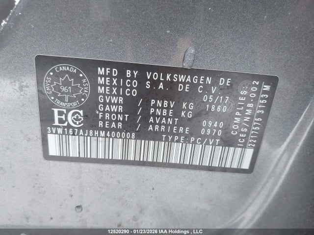 3VW167AJ8HM400008 Volkswagen JETTA S
