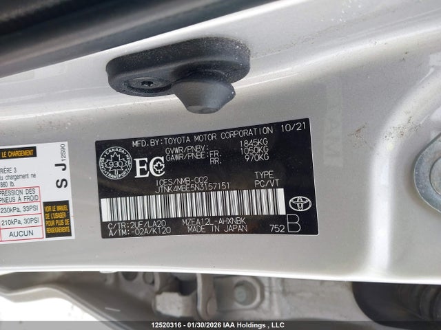 JTNK4MBE5N3157151 Toyota Corolla