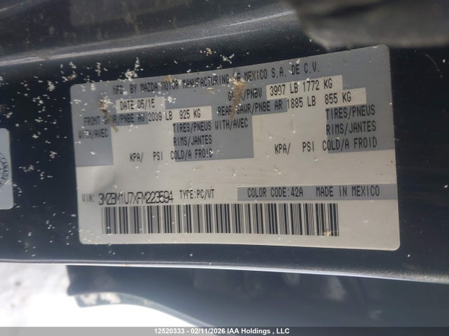 3MZBM1U7XFM223594 Mazda 3 SPORT