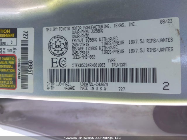 Toyota Tundra 2024 5TFKB5CD4RX001803 Image 9