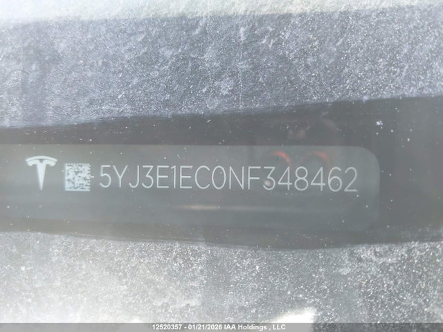 2022 Tesla Model 3 Performance მანქანა იყიდება აუქციონზე, vin: 5YJ3E1EC0NF348462, აუქციონის ნომერი: 12520357