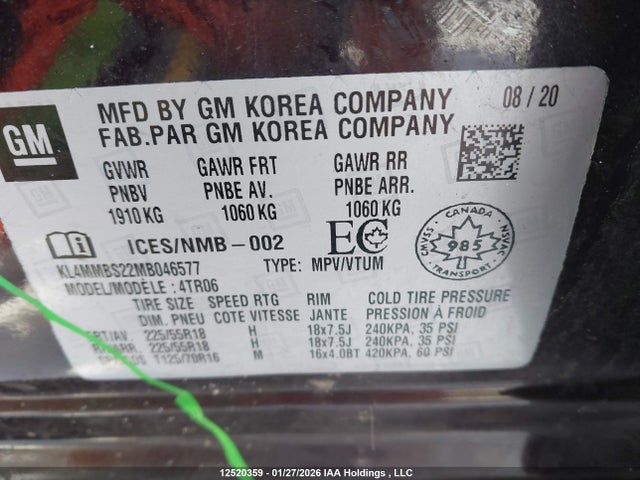 2021 Buick Encore Gx Preferred მანქანა იყიდება აუქციონზე, vin: KL4MMBS22MB046577, აუქციონის ნომერი: 12520359