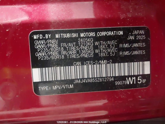 JA4J4VA85SZ612794 Mitsubishi Outlander Se/diamond Trail Edition