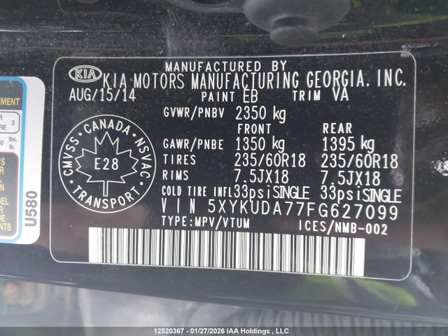5XYKUDA77FG627099 KIA Sorento