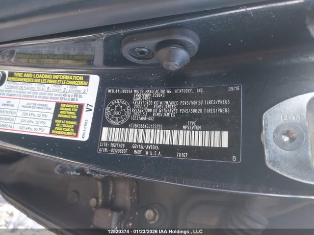 4T3BK3BBXGU125225 Toyota Venza Base V6