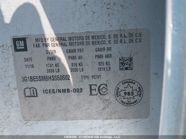 3G1BE5SM8HS550602 Chevrolet CRUZE LT
