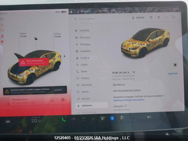 Aukcja sprzedaży 2022 Tesla Model Y, vin: 7SAYGDEE3NF328910, numer aukcji: 12520405