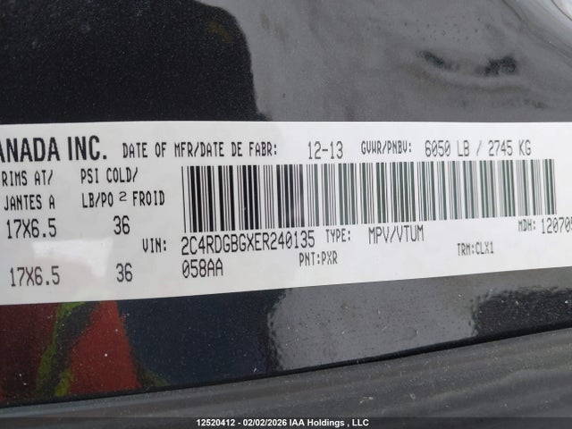 2C4RDGBGXER240135 Dodge Grand Caravan Se