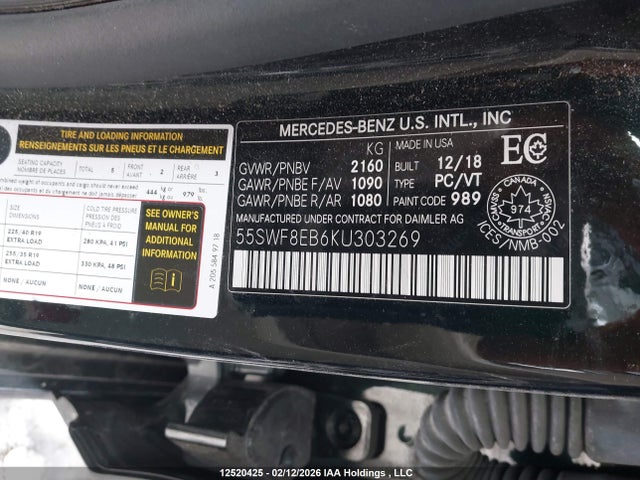 55SWF8EB6KU303269 Mercedes-Benz C 300 4matic
