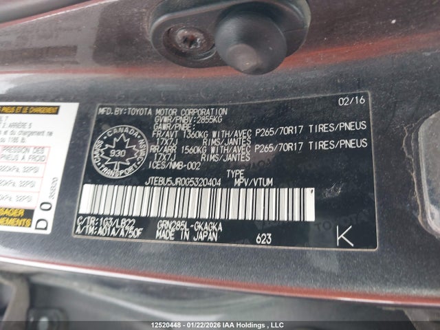 JTEBU5JR0G5320404 Toyota 4RUNNER SR5