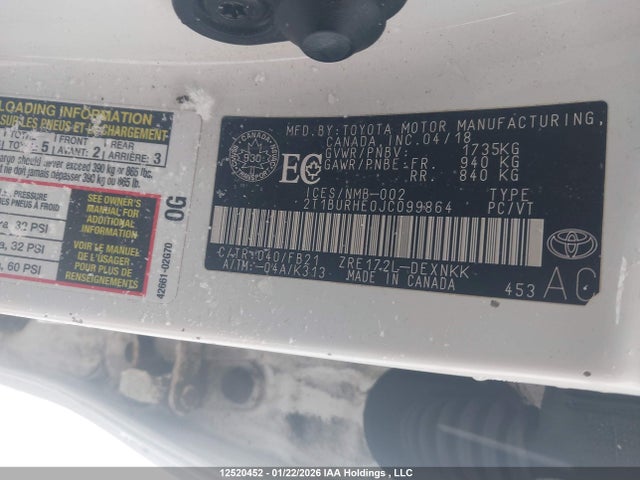 2T1BURHE0JC099864 Toyota Corolla L/le/xle/se/xse