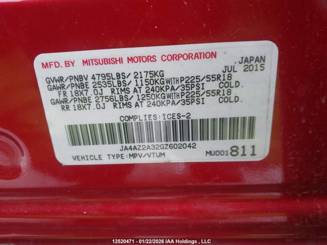 JA4AZ2A32GZ602042 Mitsubishi Outlander Es