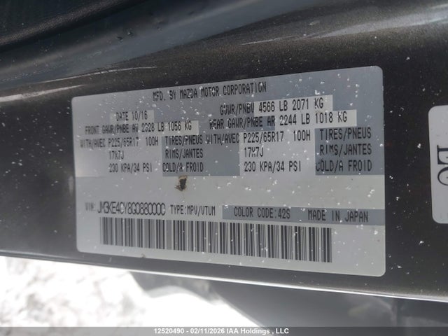 JM3KE4CY8G0880000 Mazda Cx-5 Gs