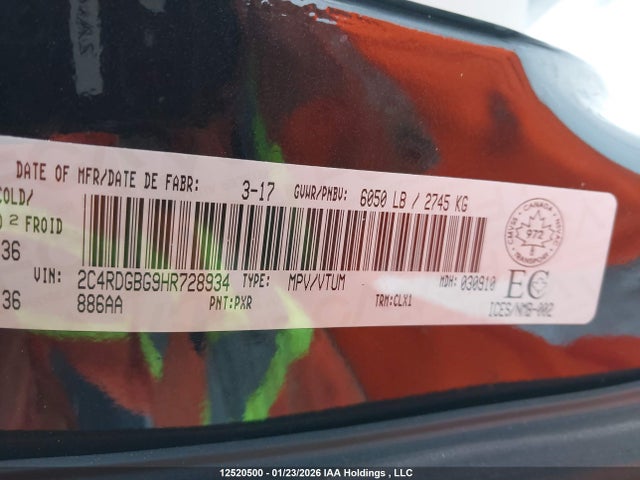2C4RDGBG9HR728934 Dodge Grand Caravan Cvp/sxt