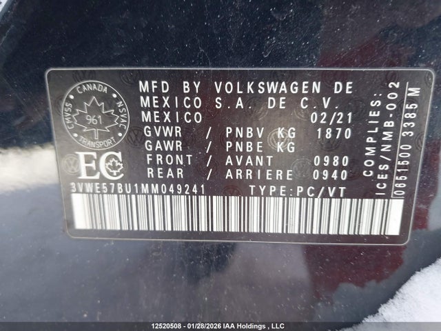 3VWE57BU1MM049241 Volkswagen Jetta Highline