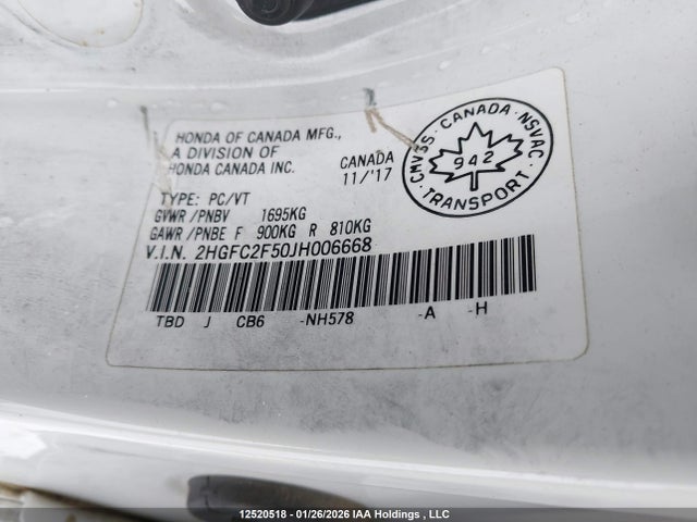 Honda Civic Lx 2018 2HGFC2F50JH006668 Image 9