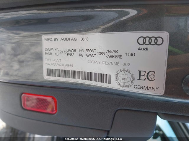 12520522 :رقم المزاد ، WAUFNAF42JA206361 vin ، 2018 Audi A4 مزاد بيع