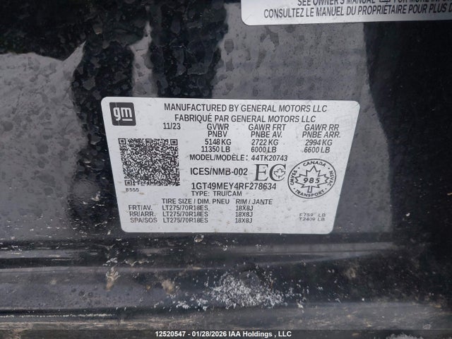 Aukcja sprzedaży 2024 Gmc Sierra K2500 Sle, vin: 1GT49MEY4RF278634, numer aukcji: 12520547