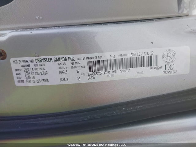 Aukcja sprzedaży 2012 Dodge Grand Caravan Se, vin: 2C4RDGBGXCR142221, numer aukcji: 12520557