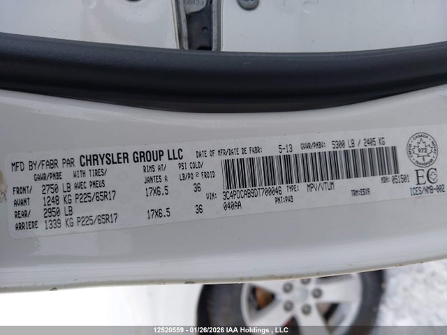 Aukcja sprzedaży 2013 Dodge Journey Se, vin: 3C4PDCAB9DT700046, numer aukcji: 12520559