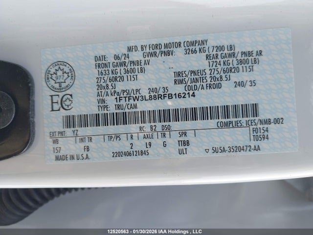 1FTFW3L88RFB16214 Ford F-150 Xlt