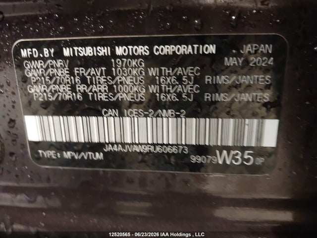JA4AJVAW9RU606673 Mitsubishi Rvr Se/sel/noir/gt