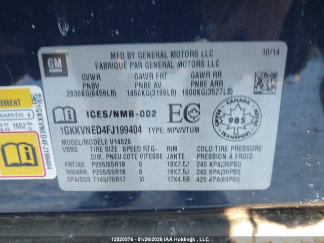 1GKKVNED4FJ199404 GMC Acadia Sle1