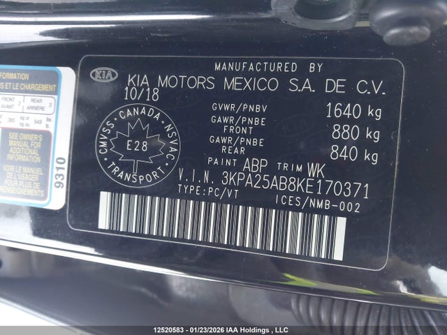 3KPA25AB8KE170371 KIA Rio Lx/lx+