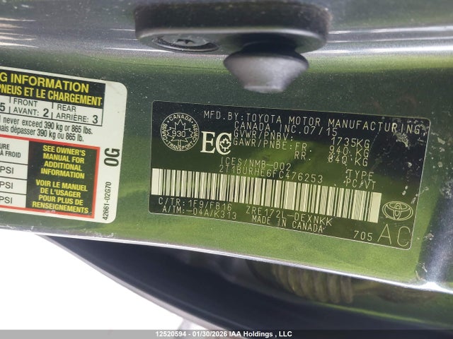2T1BURHE6FC476253 Toyota COROLLA LE