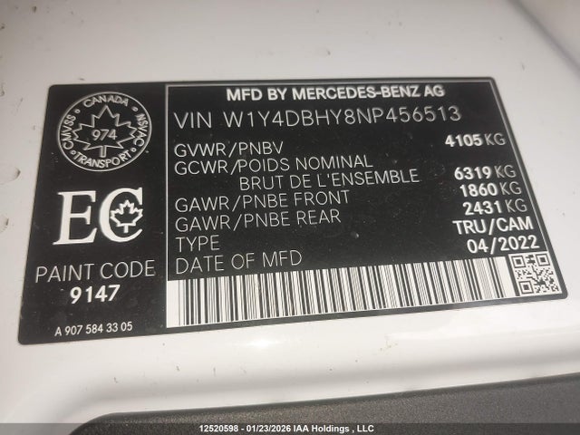 W1Y4DBHY8NP456513 Mercedes-Benz Sprinter 2500 Standard Roof I4 Diesel