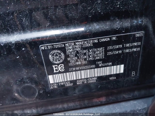 2T3R1RFV2SC555480 Toyota RAV4