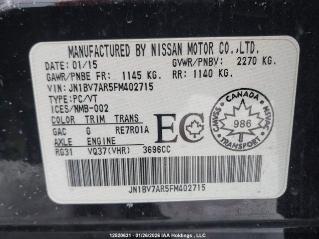 JN1BV7AR5FM402715 Infiniti Q50 Premium/sport