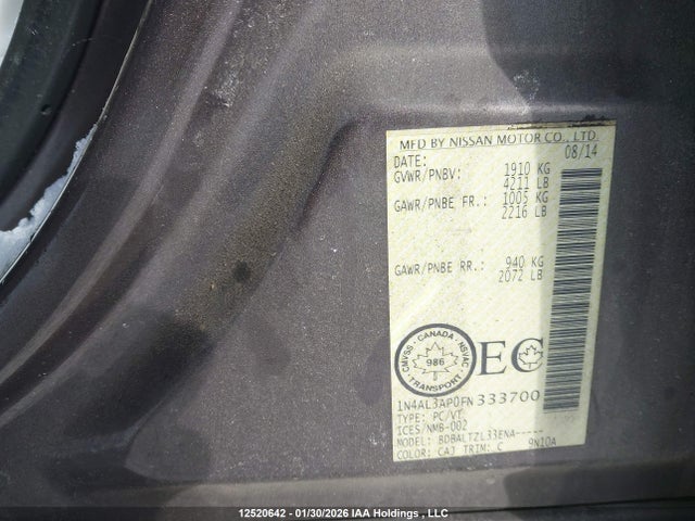 1N4AL3AP0FN333700 Nissan Altima 2.5/s/sv/sl