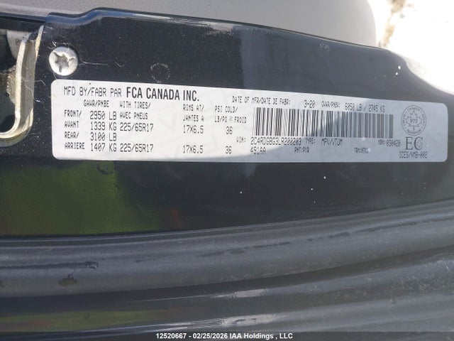 Aukcja sprzedaży 2020 Dodge Grand Caravan Sxt, vin: 2C4RDGBG3LR200203, numer aukcji: 12520667