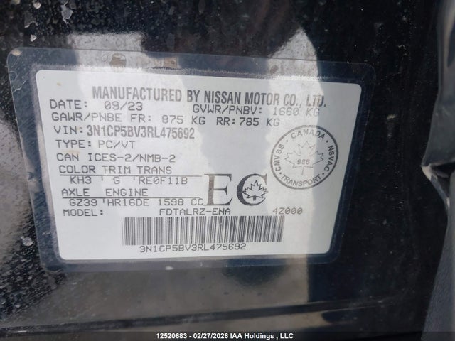 Aukcja sprzedaży 2024 Nissan Kicks S, vin: 3N1CP5BV3RL475692, numer aukcji: 12520683