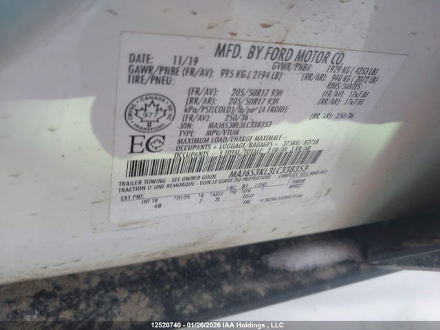 MAJ6S3KL3LC338353 Ford Ecosport Titanium