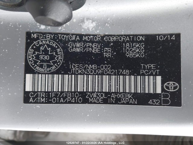 2015 Toyota Prius მანქანა იყიდება აუქციონზე, vin: JTDKN3DU9F0421748, აუქციონის ნომერი: 12520747